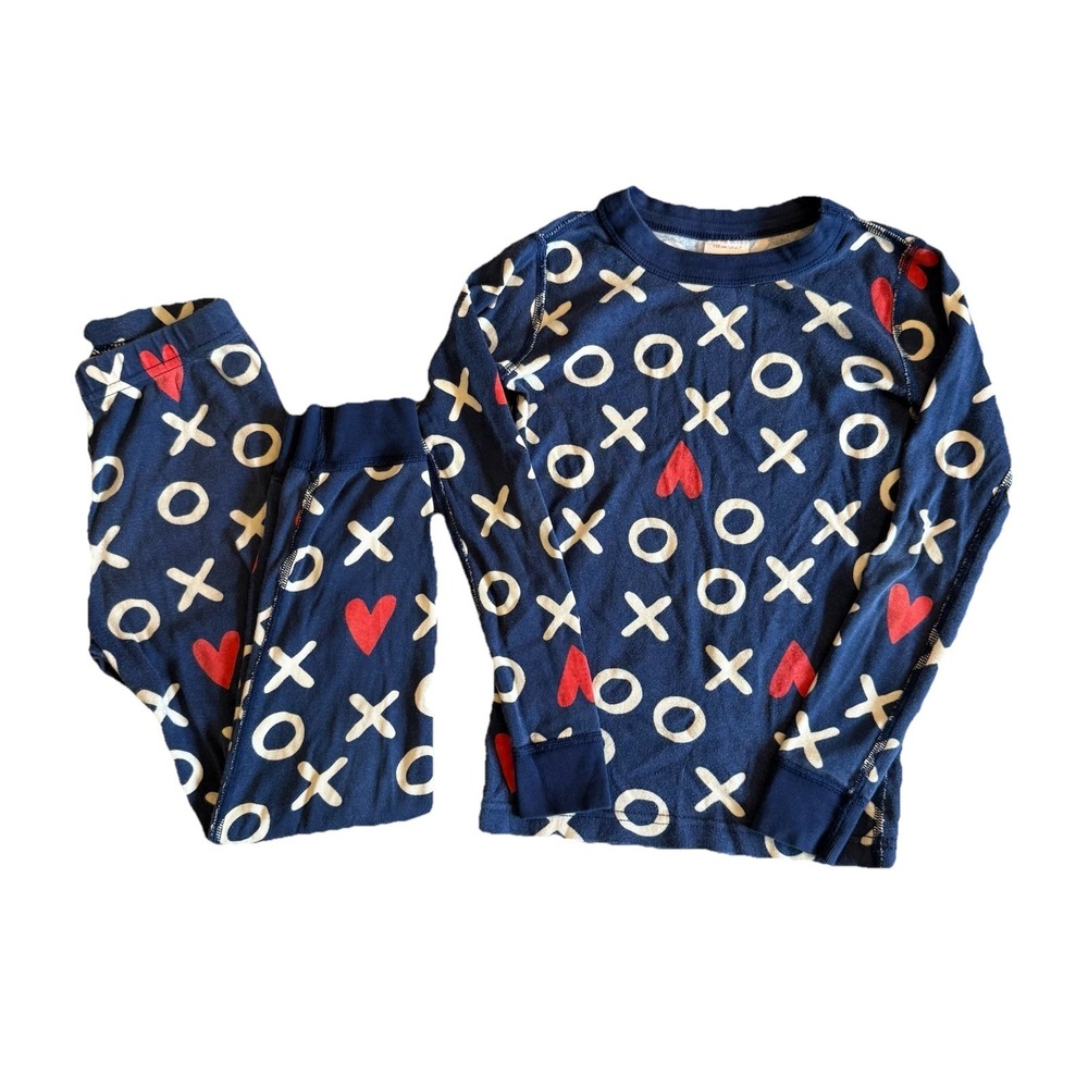 HANNA ANDERSSON XOXO HUGS HEARTS NAVY PAJAMAS KIDS UNISEX 120cm 6/7, valentines